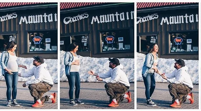 After some awesome maternity photos taken by @lance_koudele I requested a few more shots in more comfortable clothes, where this spark of ours started... @charliesmountain #betterthanexpected #shesaidyesduh #covidengagement #charlies #govy #thankyou