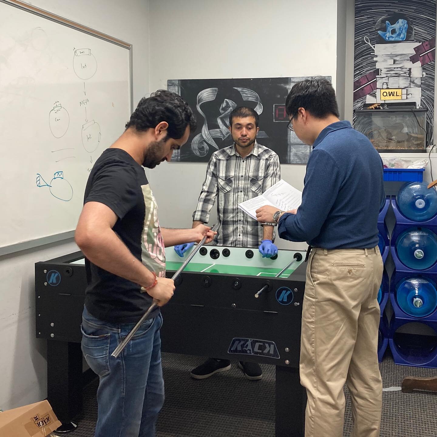 Today the Greene lab asks the important question: how many PhD&rsquo;s does it take to assemble a foosball table?