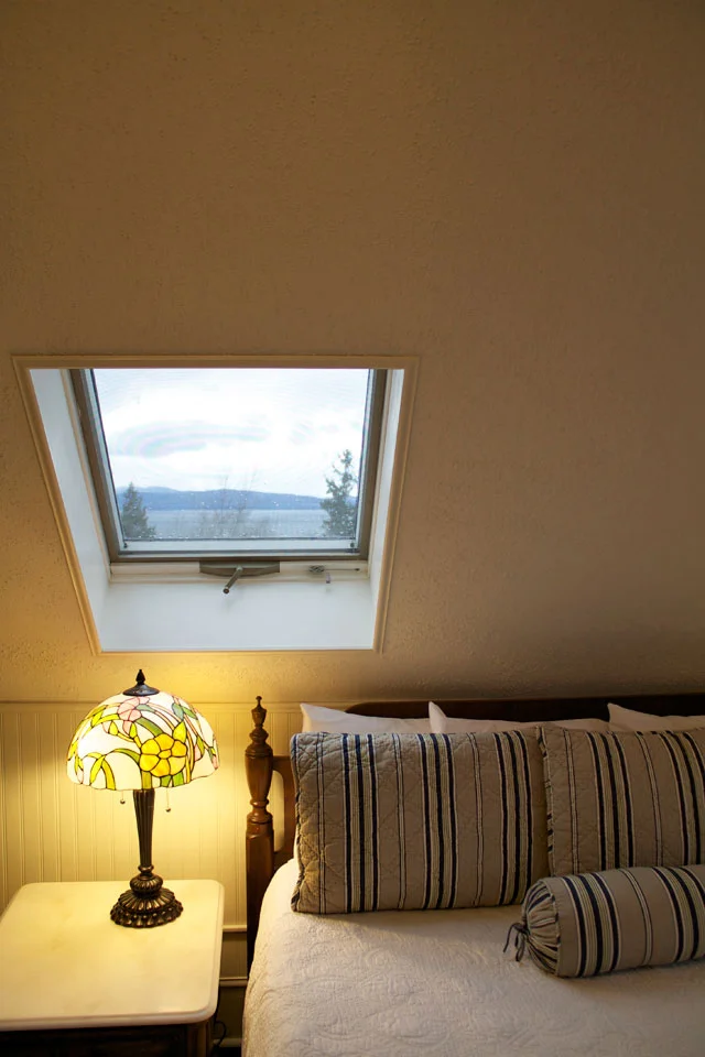 Views of Lake Champlain and Adirondacks From a skylight in Room 10 at Burlington, Vermont's Willard Street Inn