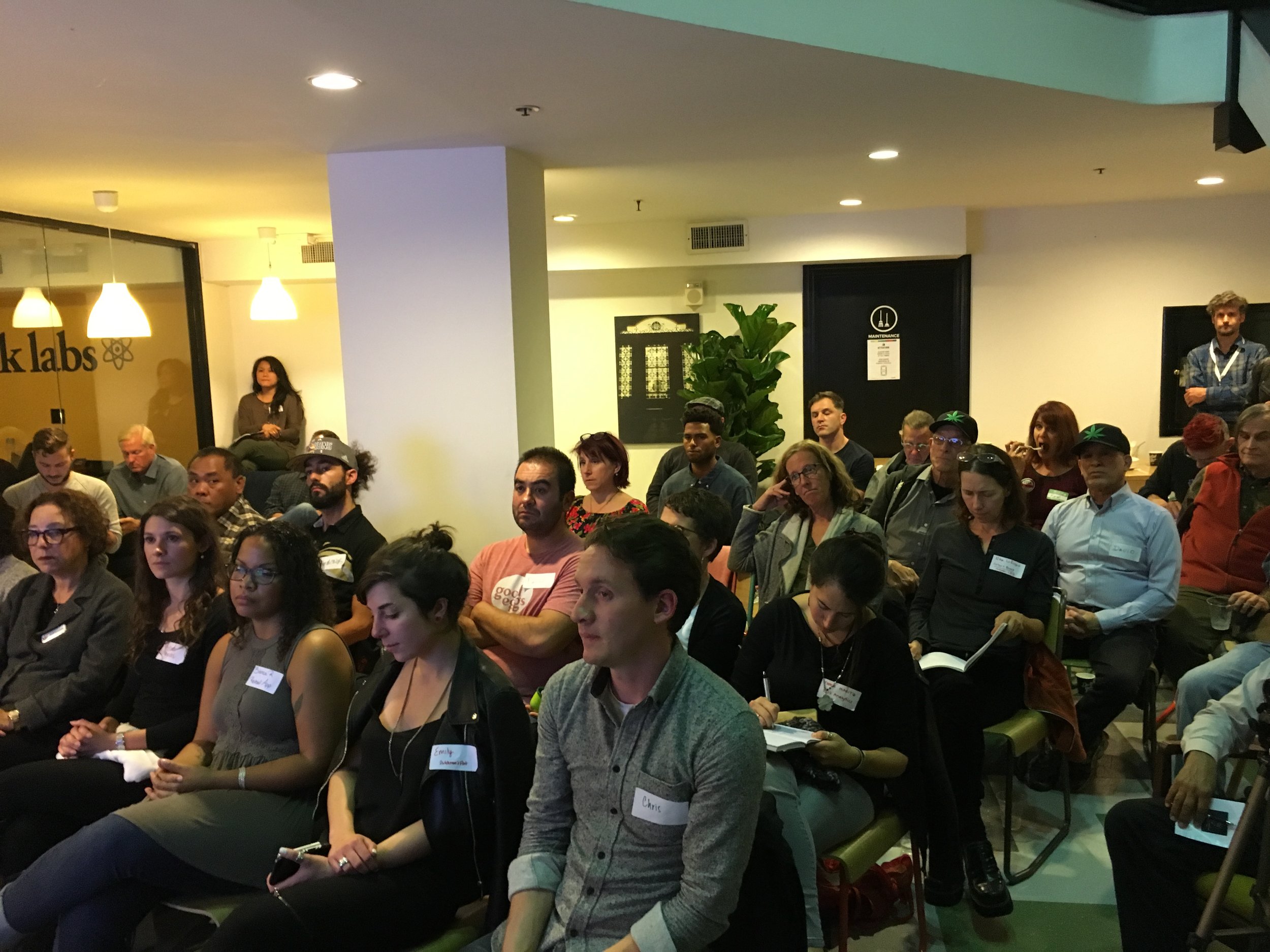 More than 30 folks showed up last night to listen to Kristi Knoblich, the COO of Kiva Confections, talk about design and branding. 