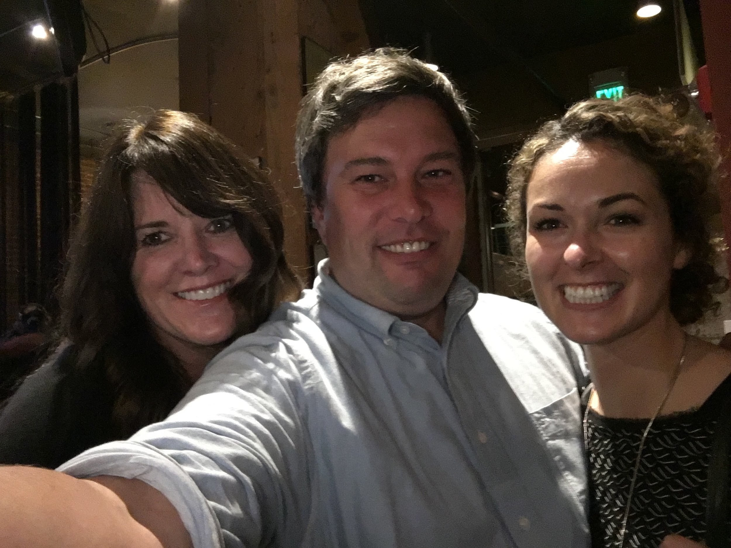 Stacy from Wink (L), Robert (that's me!) from Higher Ground, and Kristi from Kiva Confections, pose for a post-event selfie. 
