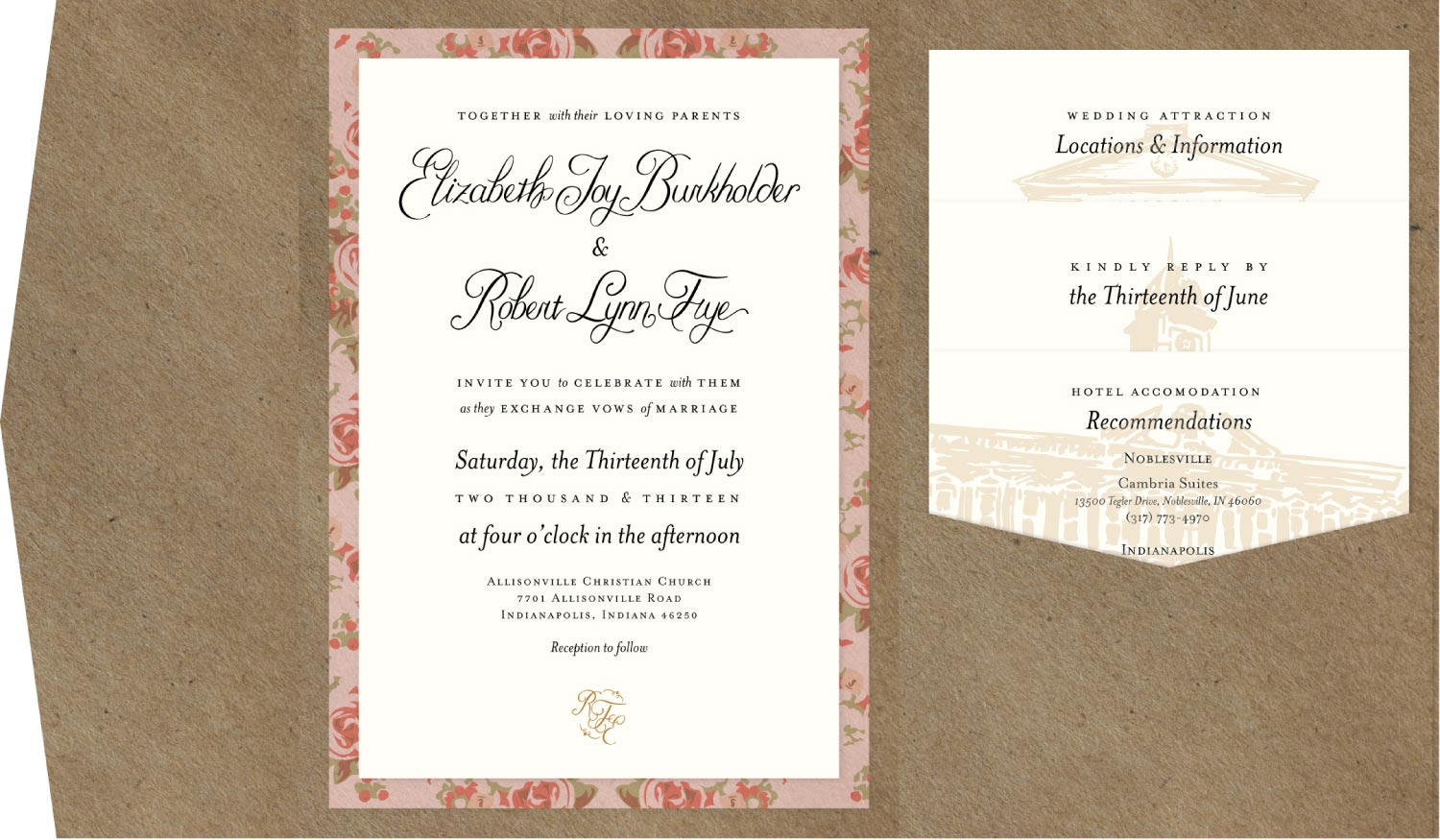 Vintage Floral Folder Invitation