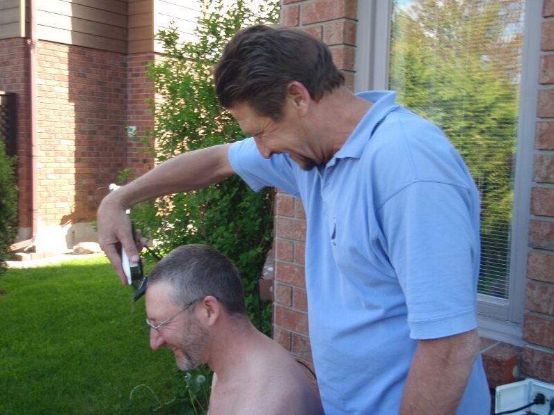 Dave gives Peter a (really bad) Buzz Cut!
