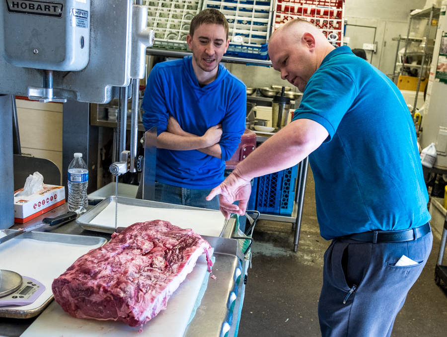  Inspecting the first Chianina delivery at M’tucci’s Italian with GM/Partner Chris O’Sickey 