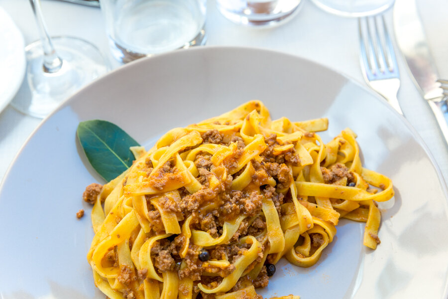 Wild Boar Ragù with tagliatelle in Tuscany