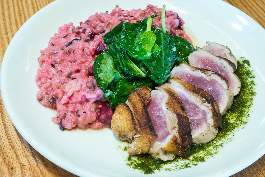 Seared Duck Breast/Roasted Beet Risotto