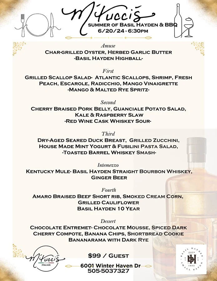 Basil Hayden Pairing Dinner — M'tucci's Restaurants