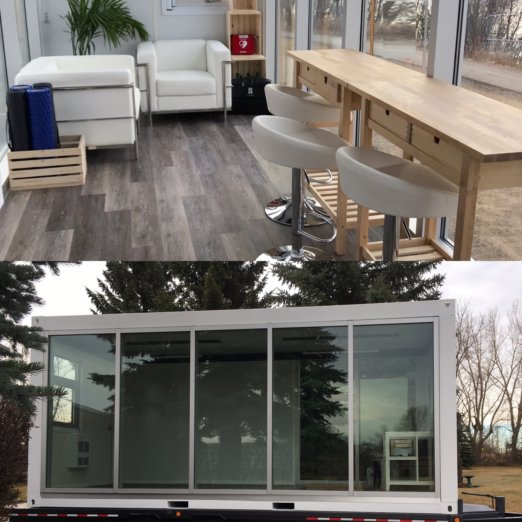Flatpack Unit with Glass Curtain Walls incporporated for pop-up retail solutions.