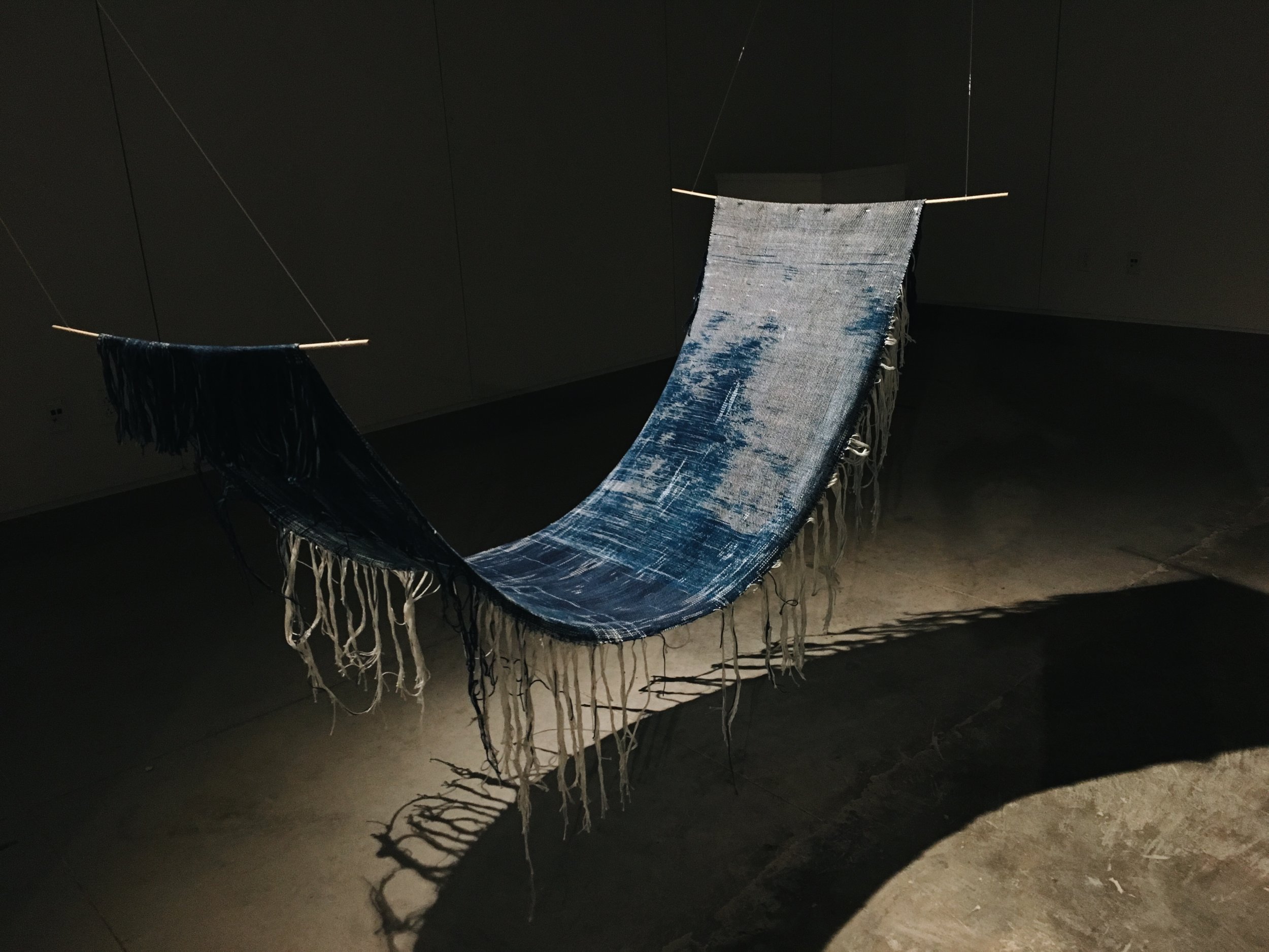 Java Sea , 2017 Cotton cyanotype weft and Indigo (Indigofera tinctoria) warp Ikat Gifted by J. Leeman for Ann Wessmann Collection