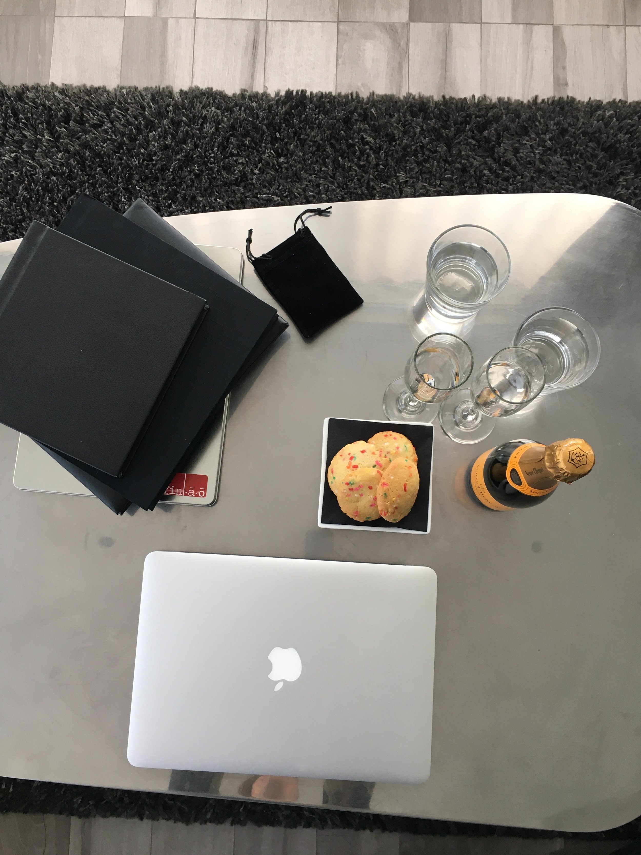 champage and cookies on table - photography experience