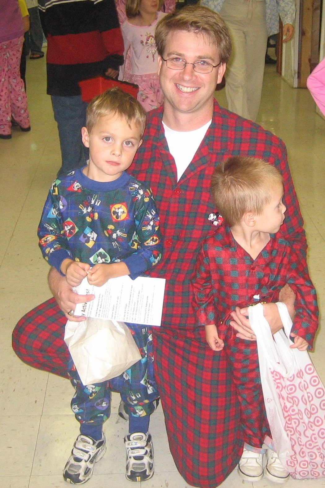 Jim with his sons at a 2005 Pajama Party
