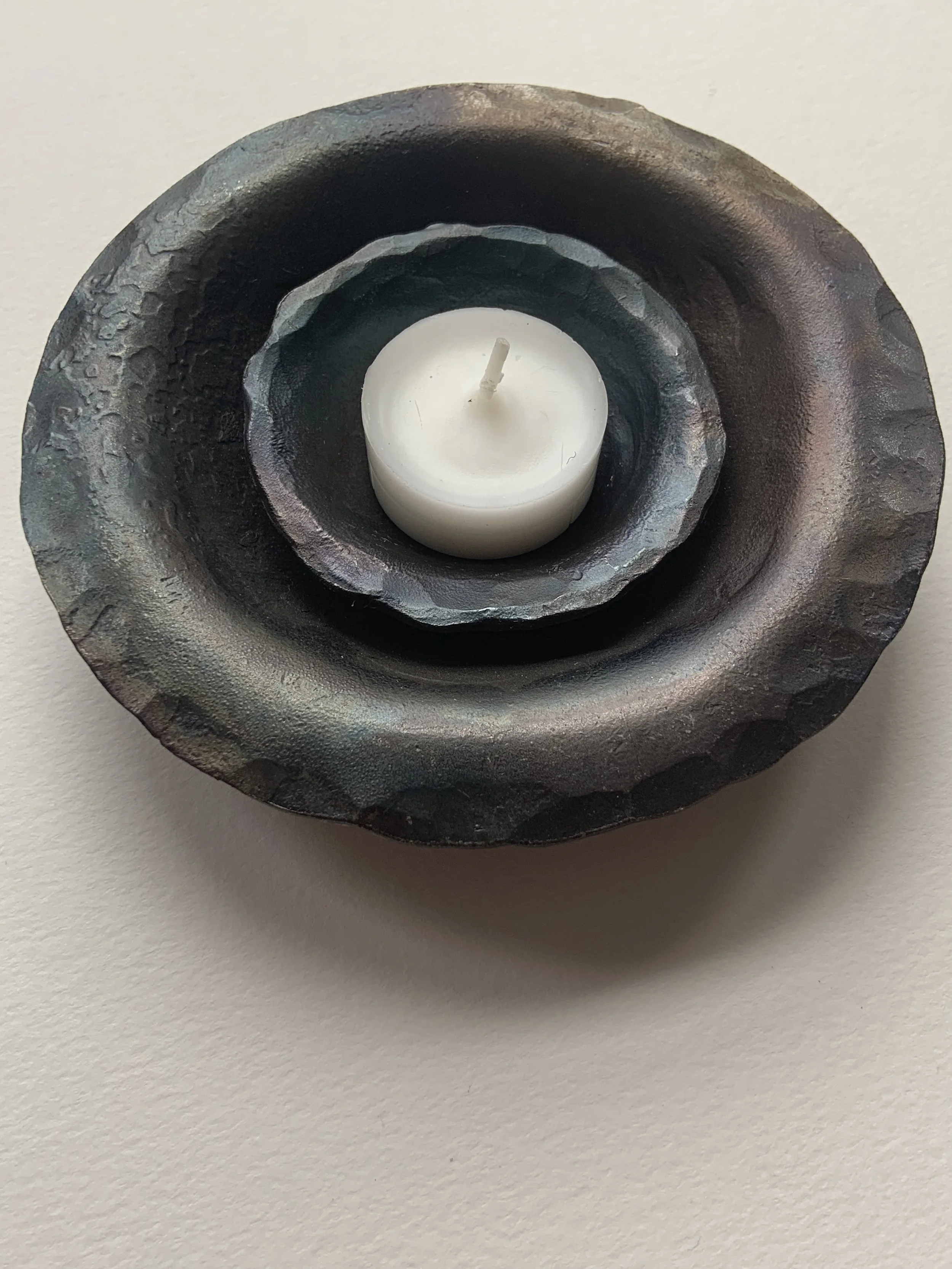 Top view of candle holder with tealight inside