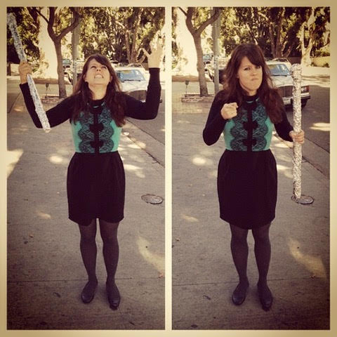 Jaz truly knows how to have fun with Dressember as seen in her pictures carrying a Festivus pole on December 23 from Seinfeld.