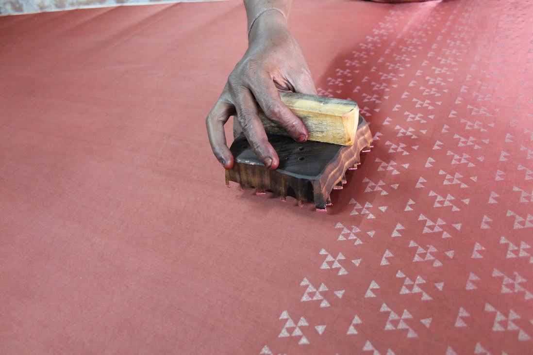 Symbology incorporates block printing into their designs, like this Triangulate pattern