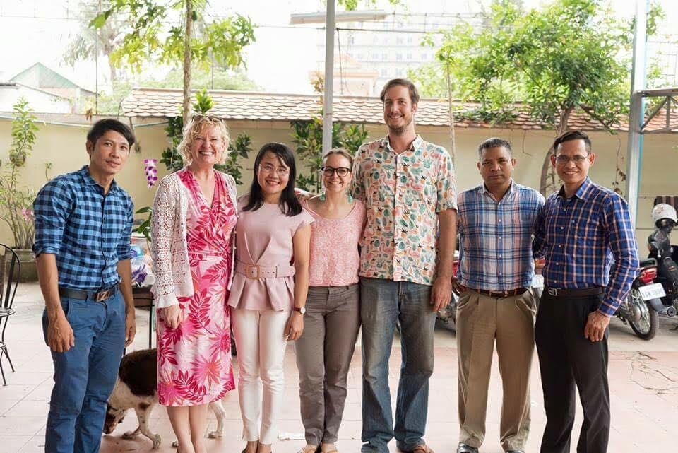Julia, pictured in the center, with Chab Dai colleagues in their early days in Cambodia