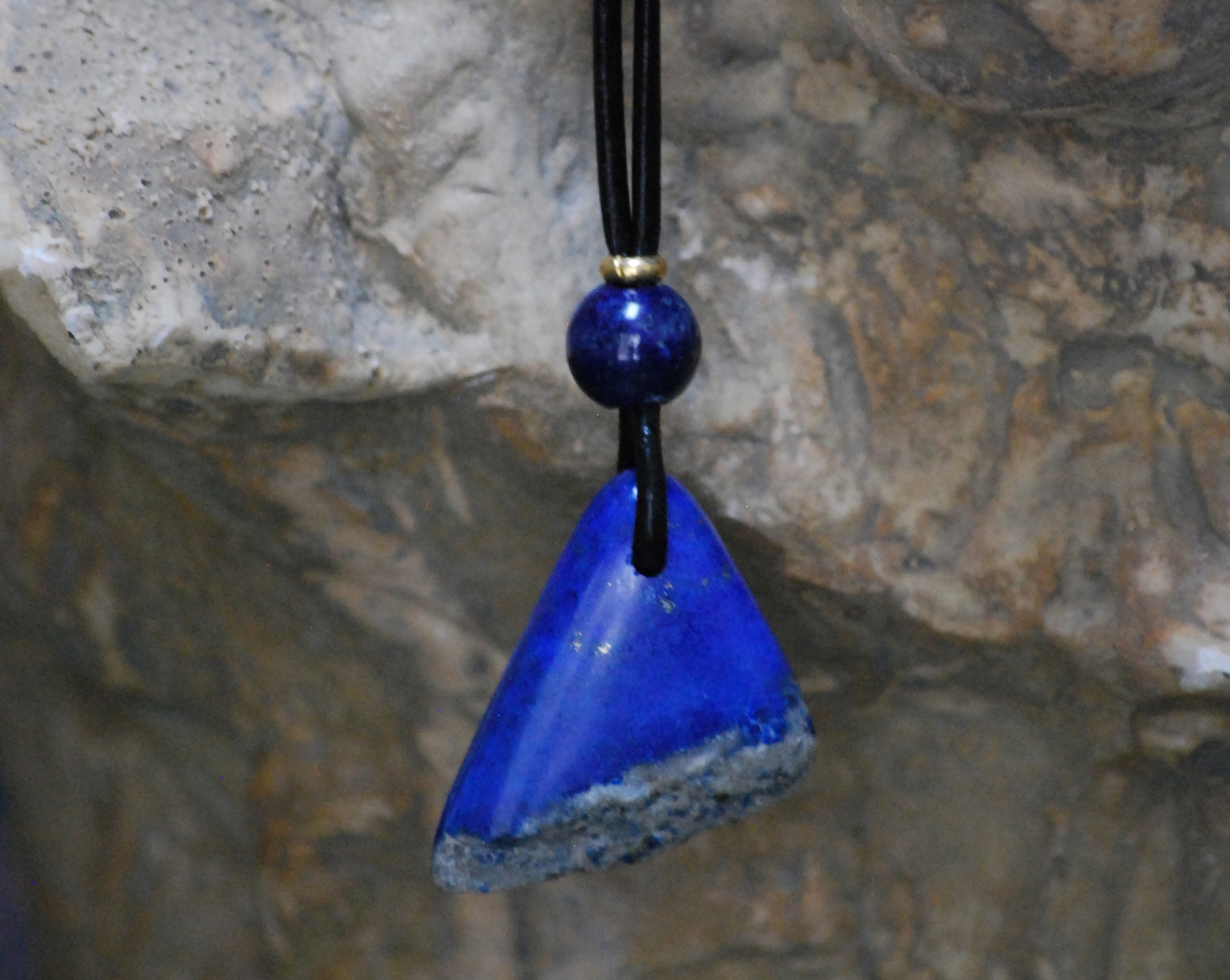 18 inch natural lapis lazuli polished necklace  pendant  from afghanistan s2