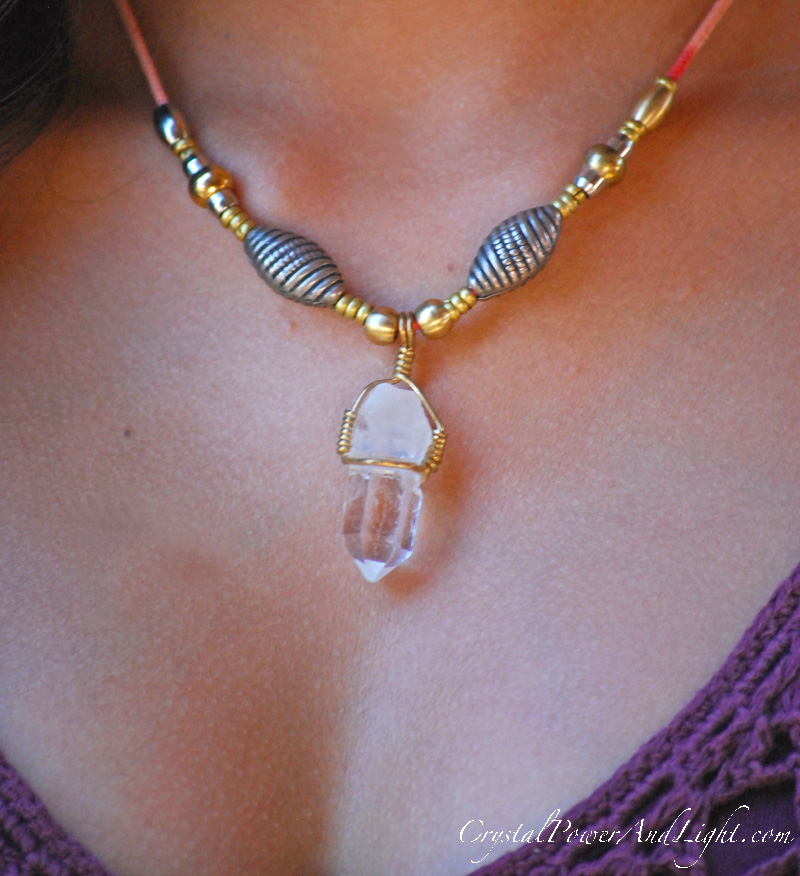 crystal power and light pendant necklace quartz crystals with beads