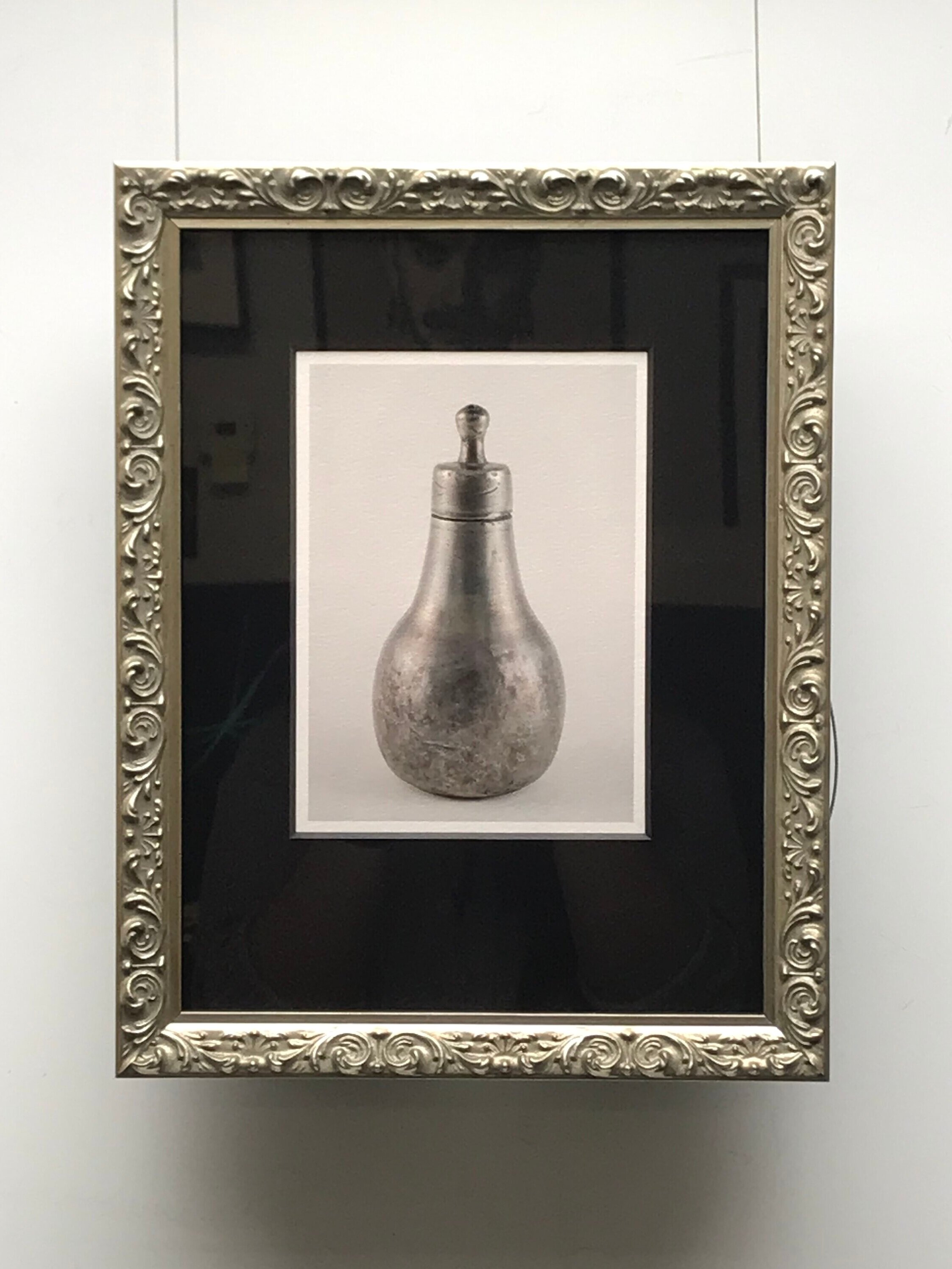 Framed French Pewter Nursing Bottle