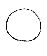 画一个圆圈。它可以是一个完美的圆形圆圈，或者是一个略微压扁的圆圈，就像上面一样。