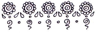 In between each spiral squiggly, draw a small circle: