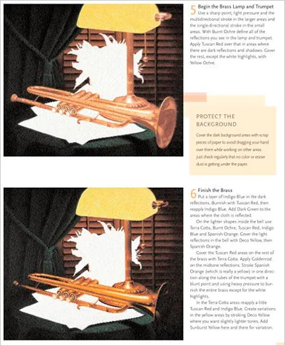 A page from one of Cecile Baird's final lessons in Painting Light with Colored Pencil