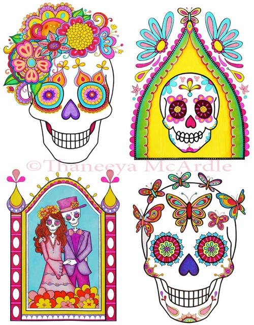 Day of the Dead Coloring Book: Adult Coloring Book by Thaneeya — Art is Fun