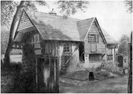 多琳·克罗斯(Doreen Cross)用石墨绘制的一座英国房子