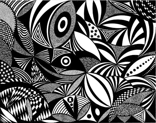 Black and White Doodle Art by Dia Stafford