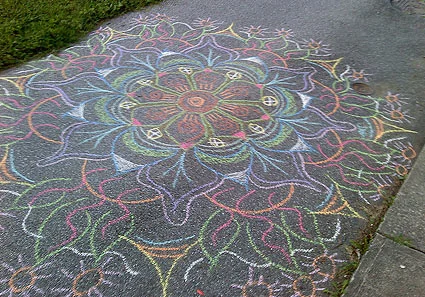 Mandala sidewalk art by Stephanie Smith
