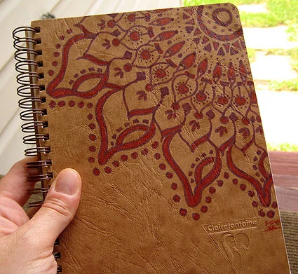 Mandala drawn on Clairefontaine journal cover, by Stephanie Smith