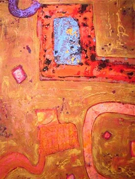 Two Dams by mixed media artist Richard Tuvey made from acrylics, inks, wax, plaster and textiles