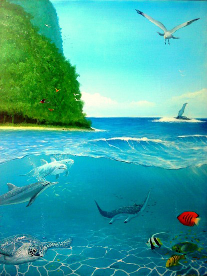 Tropical Ocean Painting by Alan Minshull