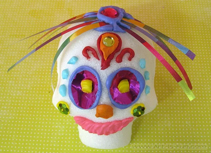 Cute Sugar Skull with Ribbon Hair