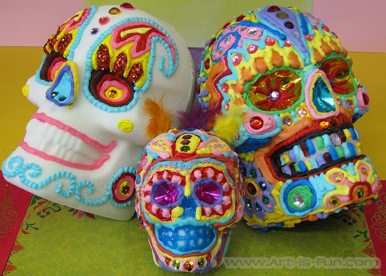 Colorful Life-Size Sugar Skulls