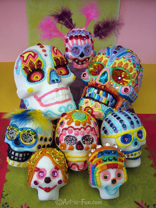 いたします⒜ Day of The Dead Sugar Skull Colorful Floral Skull Statue by YTC ...