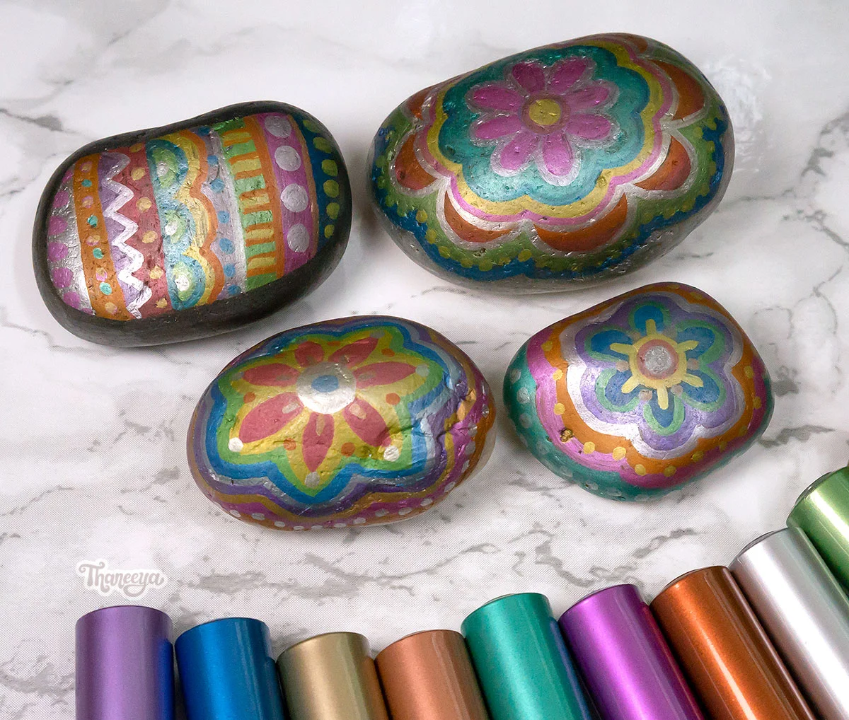 Spectrum Noir Metallic Markers on rocks, by Thaneeya McArdle