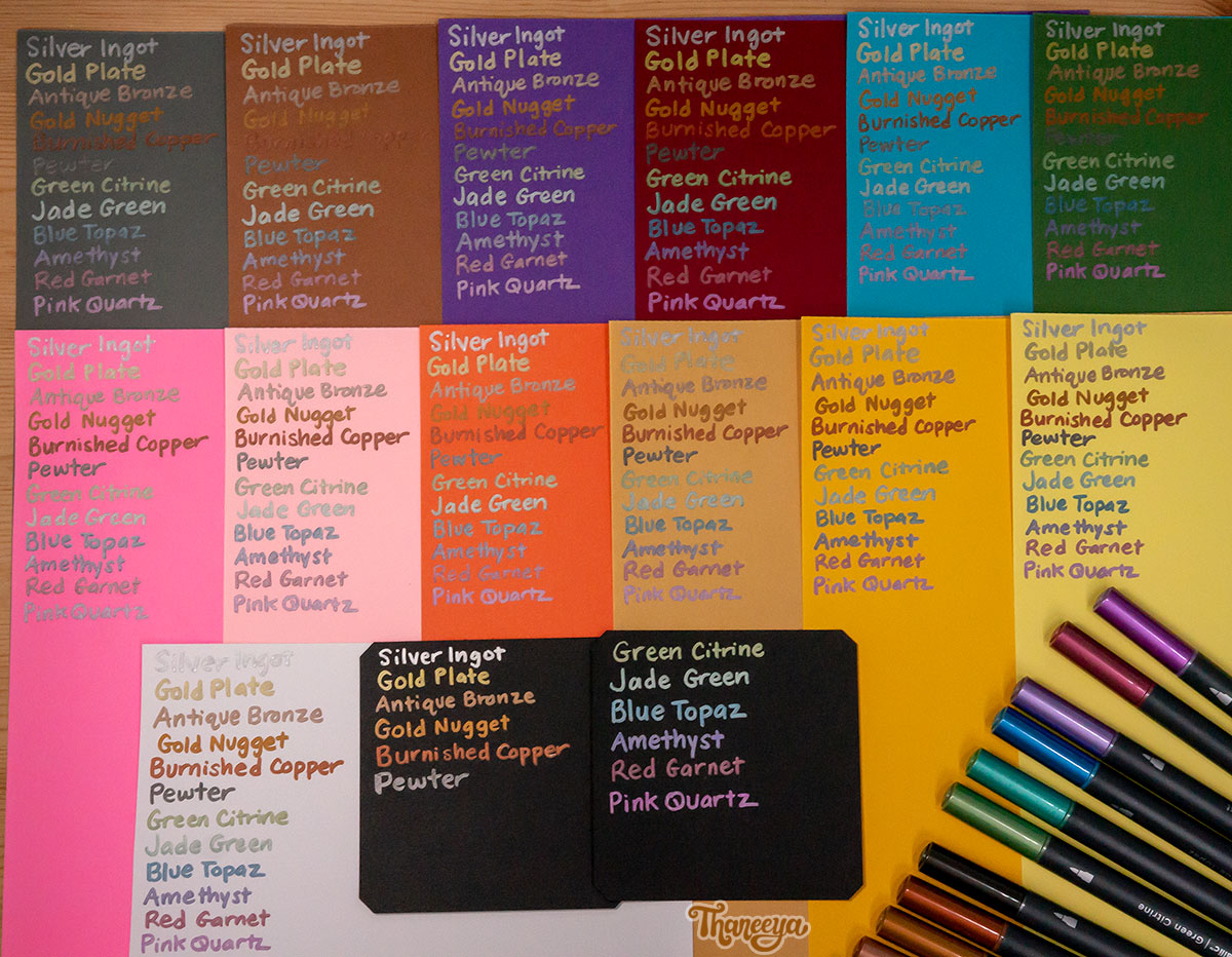 Spectrum Noir Metallic Markers on different colored papers