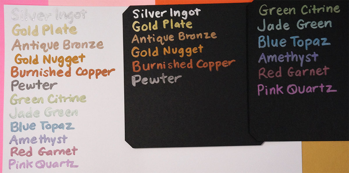 Spectrum Noir Metallic Markers on white and black papers