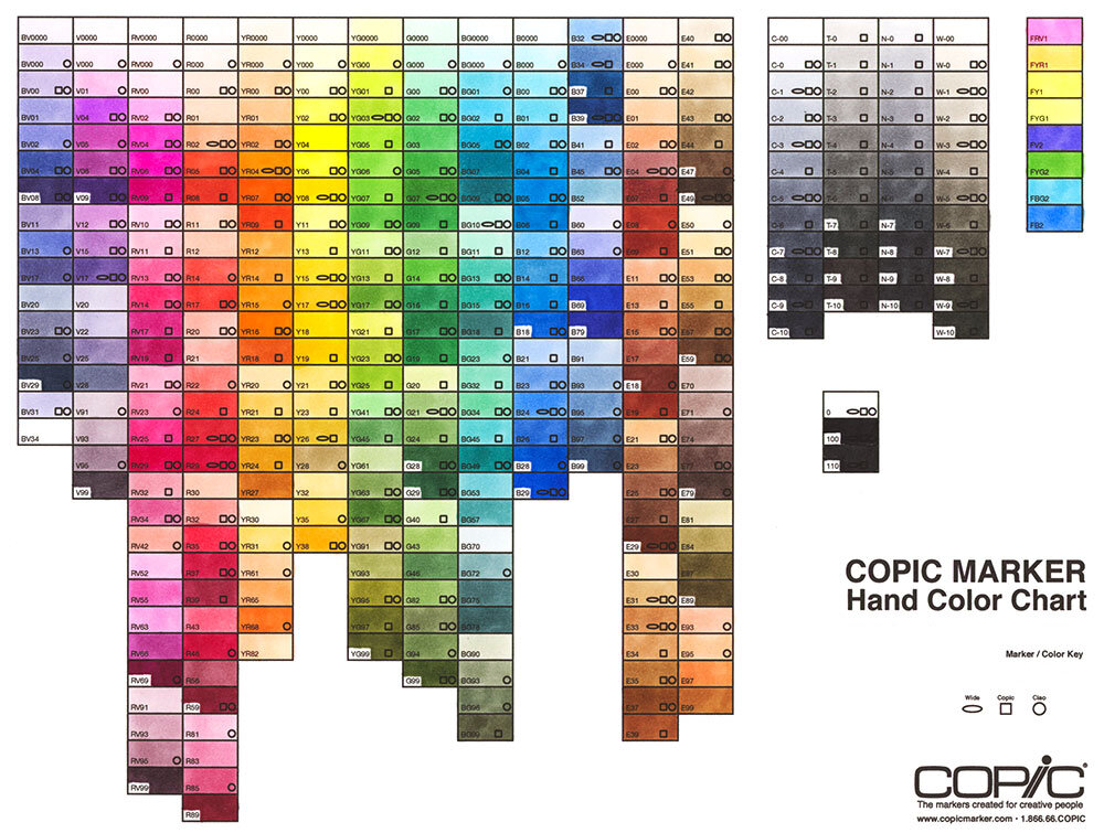 COPIC Marker Chart - Printable Full Marker Chart - Print and Colour - –  LeanneLandArt
