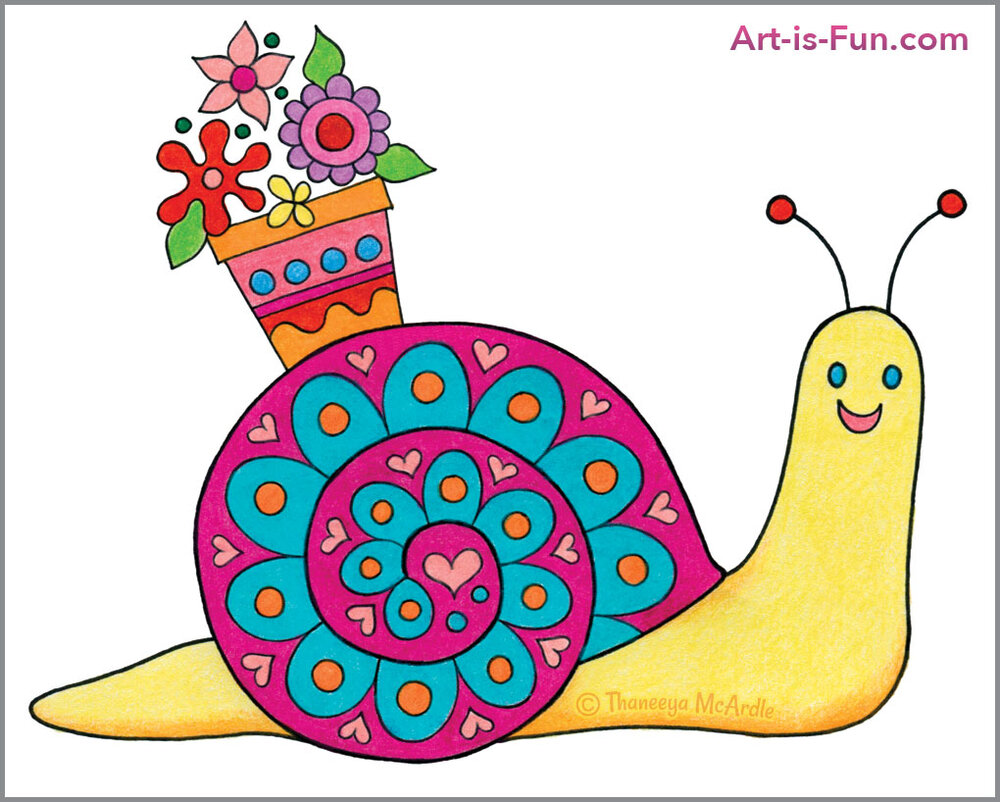 How to Draw Cute Snails - Fun & Easy Step-by-Step Drawing Lesson ...