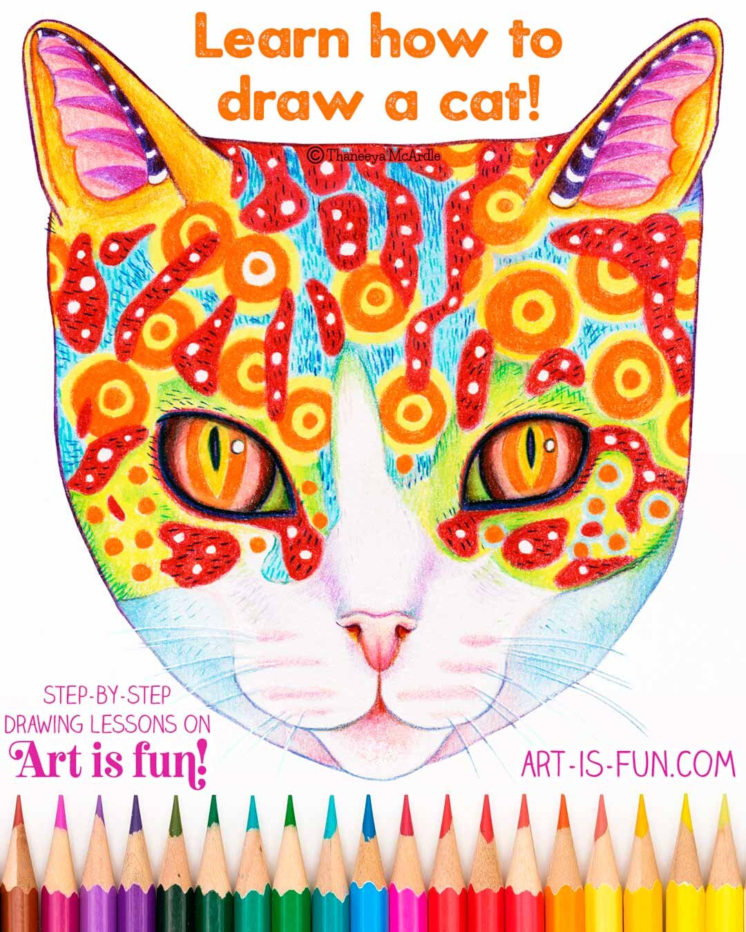 Easy Step-by-Step Cat Drawing for Kids Coloring Page