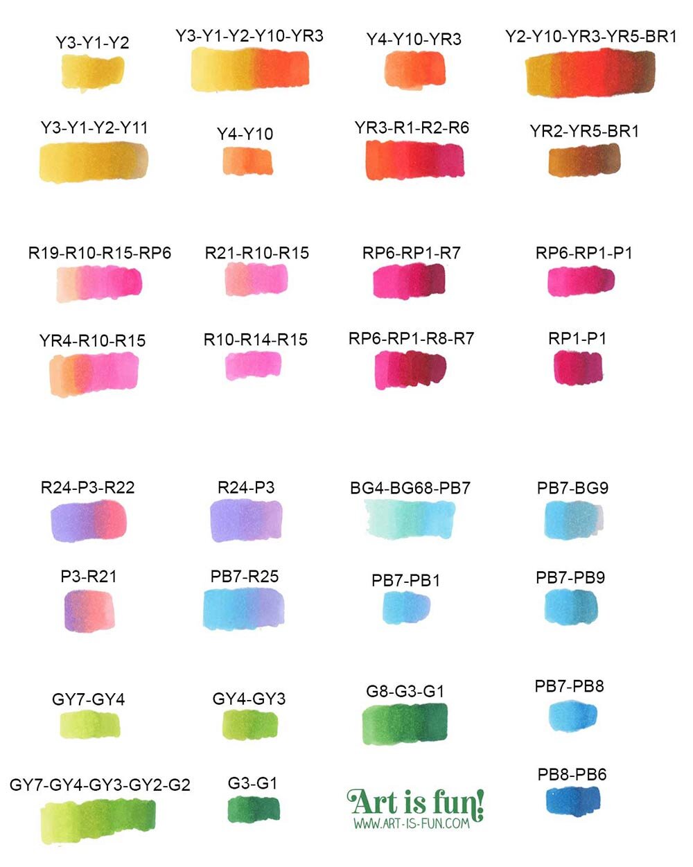 Free Ohuhu Brush Tip Markers 168 Swatch Chart