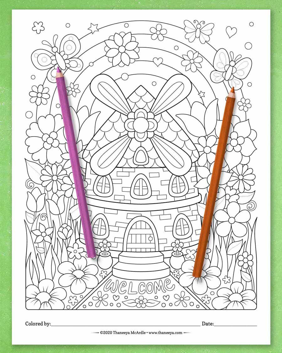 Whimsical Worlds Coloring Pages - Set of 10 Printable Coloring