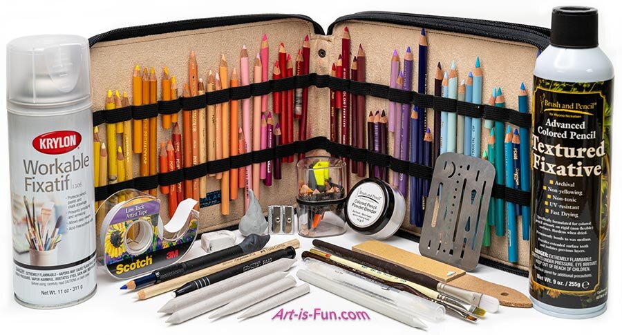 彩色铅笔工具和配件