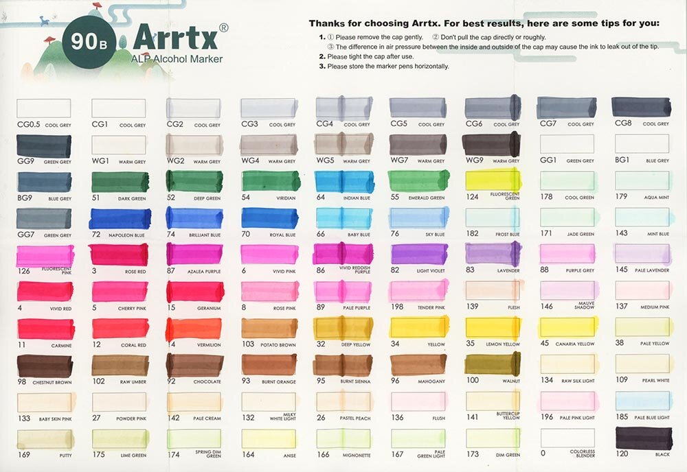Arrtx Pastel Markers, OROS 24 Colors Alcohol Brush Markers Brush & Chisel  Sketch Marker for Artist Adult Coloring Illustration