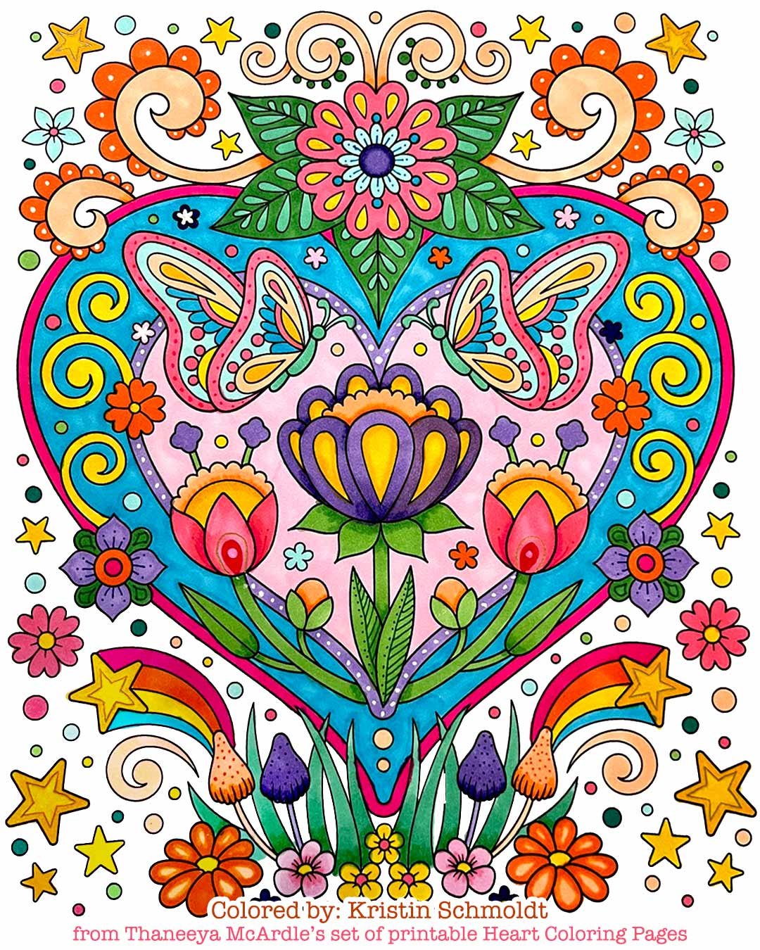 coloring pictures of hearts and flowers