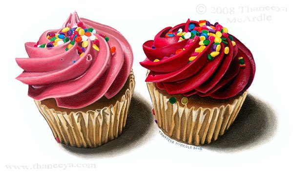 Photorealistic Cupcakes Painting by Thaneeya McArdle