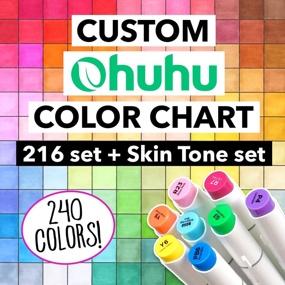 Custom Ohuhu Color Chart for 216 Honolulu Set plus Skin Tone Set