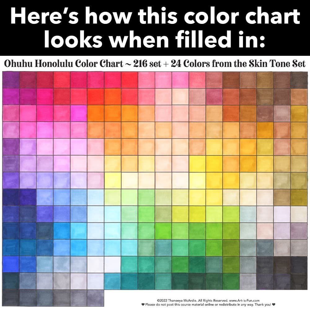 Custom genuine Ohuhu Color Chart for Free Ohuhu Hex Chart Printable