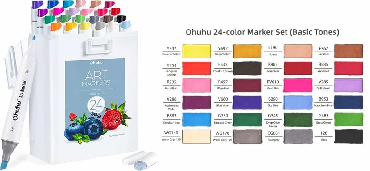 Ohuhu 24 Colors Watercolor Paint Set, 24 Colors